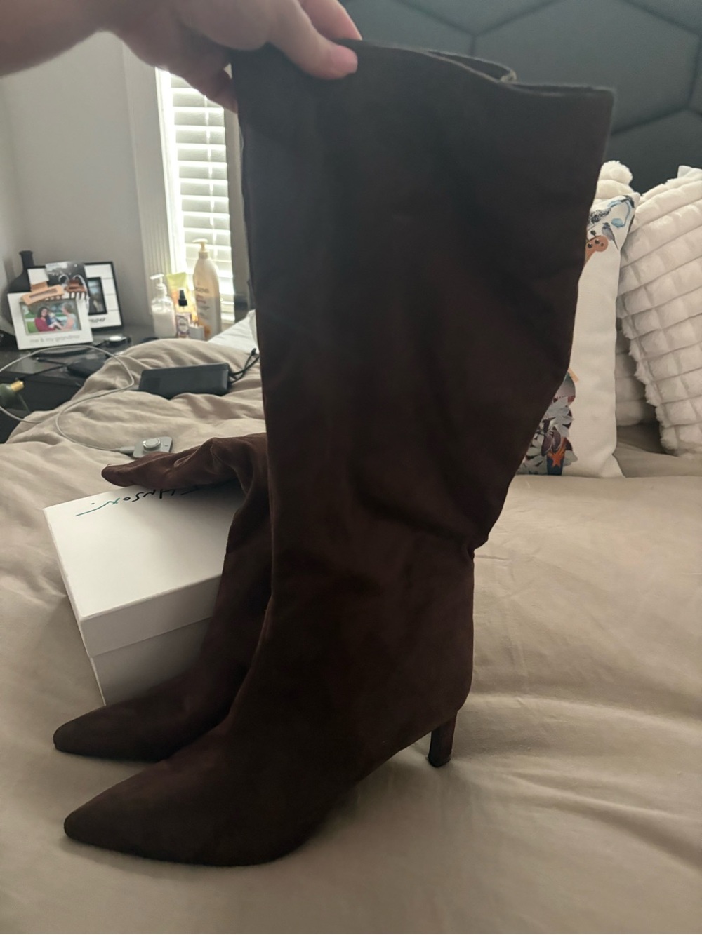 Target Brown Suede Mid-Calf Pointed Toe Stiletto Boots